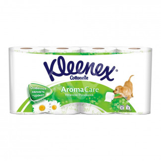 Туалетная бумага Kleenex 3-х слойная с ароматом ромашки 8шт