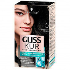 Стойкая краска для волос GLISS KUR Уход & Увлажнение 1-0 Глубокий чёрный