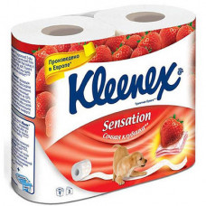 Туалетная бумага Kleenex 3-х слойная с ароматом клубники 4шт