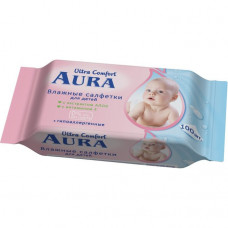 Салфетки влажные AURA Ultra Comfort Алоэ + Витамин Е детские 100шт