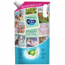Жидкое мыло Aura Family Олива и сок Алоэ с антибактериальным эффектом 1000мл