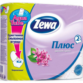 Туалетная бумага Zewa Plus 2-х слойная сирень 4шт