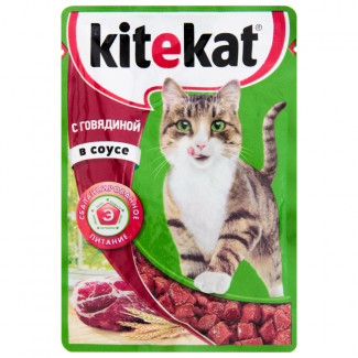 Корм для кошек Kitekat Говядина в соусе по-домашнему 100г