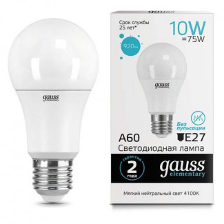 Лампа Gauss LED Elementary A60 10W E27 4100K