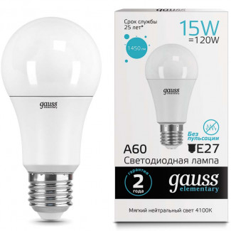 Лампа Gauss Elementary LED A60 15W E27 4100K
