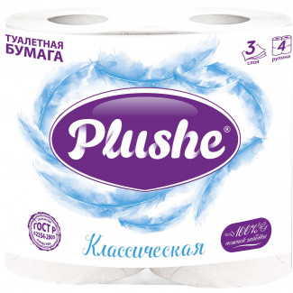 Туалетная бумага Plushe Deluxe Light Классическая 3сл 4шт