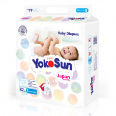 Подгузники детские одноразовые YokoSun размер S (до 6 кг) 82 шт